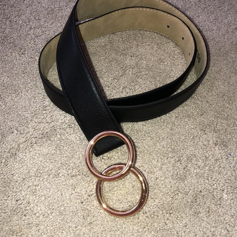 Express Synthetic leather,‎ Black ,Gold double circle buckle women’s medium